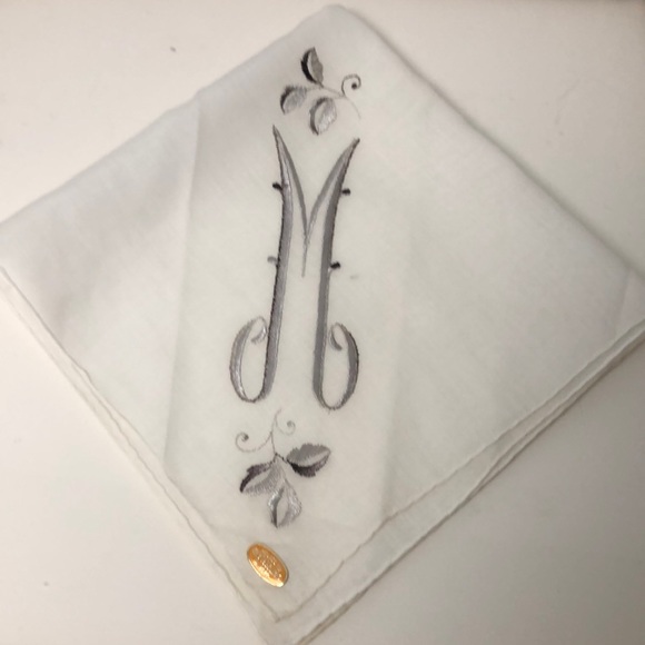 2 VTG Switzerland made Monogram “M” Delicate Handkerchiefs All Cotton - Picture 2 of 11